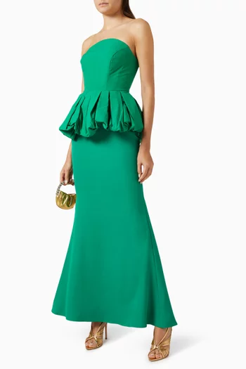 Strapless Peplum Trumpet Gown in Crepe