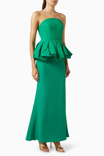 Strapless Peplum Trumpet Gown in Crepe