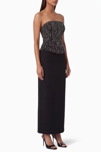 Embellished Corset Gown in Crepe
