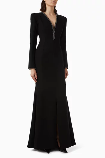 Embellished V-neck Dress