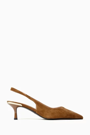 Golden Spoiler 55 Slingback Pumps in Suede