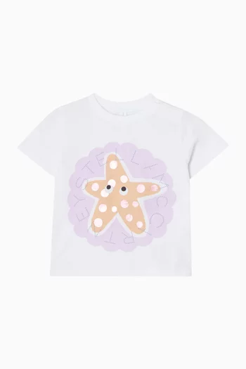 Starfish-print T-shirt in Cotton