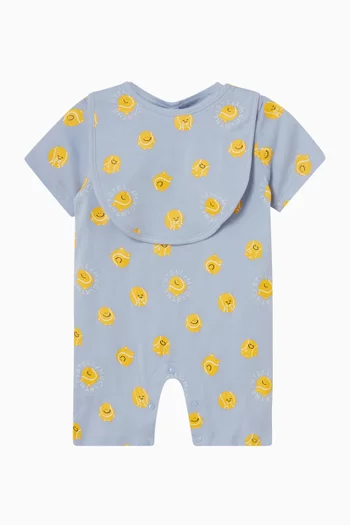 Baseball-print Romper Set