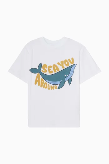 Whale-print T-shirt in Cotton
