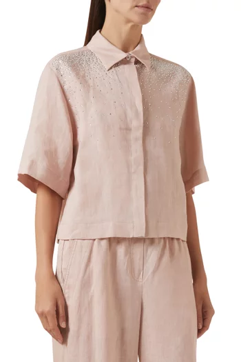 Embellished Shirt in Linen
