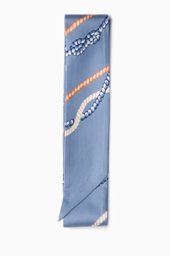 Printed Skinny Scarf in Silk Twill