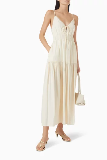 Estelle Tie-front Tiered Maxi Dress