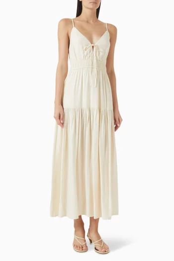 Estelle Tie-front Tiered Maxi Dress