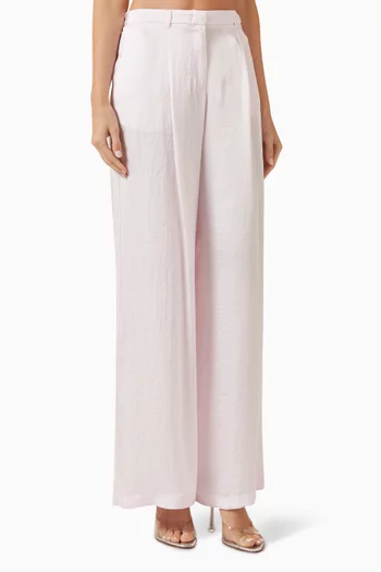 Wide-leg Pants in Crinkled Twill