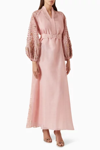 Avoryn Belted Dress in Organza