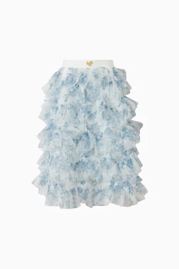 Bethan Printed Tiered Skirt in Tulle