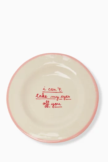 طبق حلويات بطبعة I Can't Take My Eyes of You خزف، 21 × 2 سم