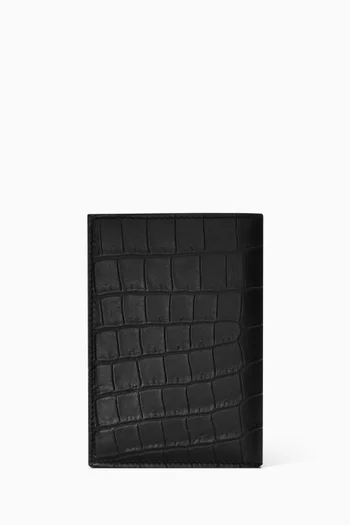 Tiny Cassandre Credit Card Wallet in Croc-embossed Leather