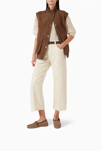 Perforated Espadrilles in Leather & Suede