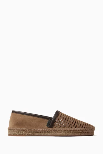 Perforated Espadrilles in Leather & Suede