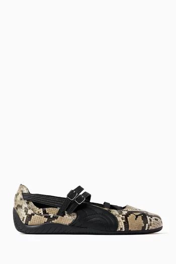 Speedcat Ballerina Sneakers in Snake-effect Leather