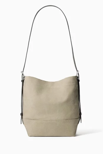 Small Belted Tote Bag in Cotton & Leather