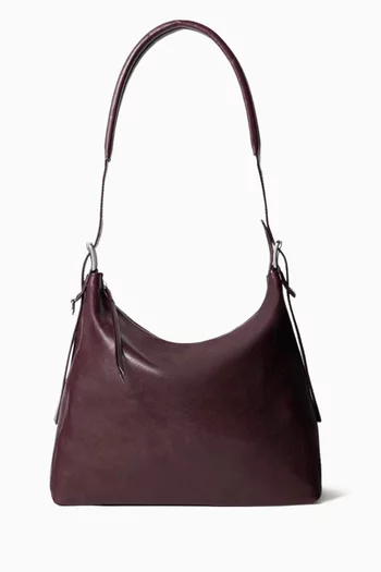 Small Belted Hobo Bag in Smooth Leather