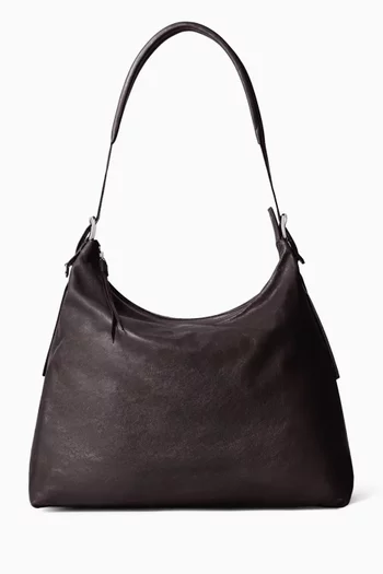 Belted Hobo Bag in Smooth Leather