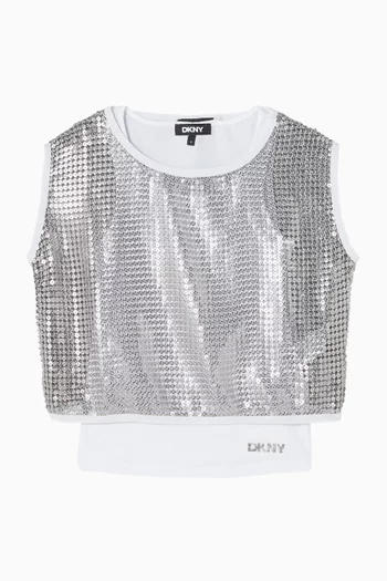 Perforated Sequins Top