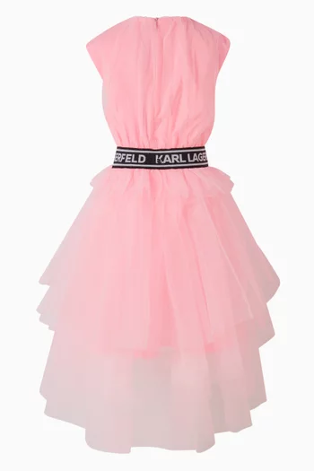 Logo-band Dress in Tulle