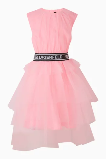 Logo-band Dress in Tulle