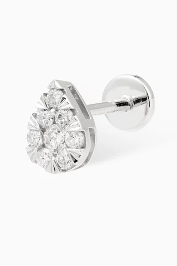 Pear Diamond Single Earring in 18kt White Gold