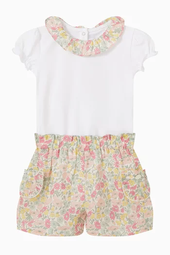 Ruffled Collar Bodysuit in Cotton