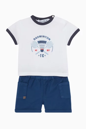 Badminton-print T-shirt in Cotton