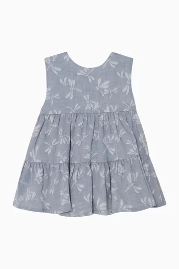 Dragonfly Tiered Dress in Denim