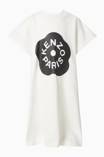 Logo-print Flared Dress in Cotton