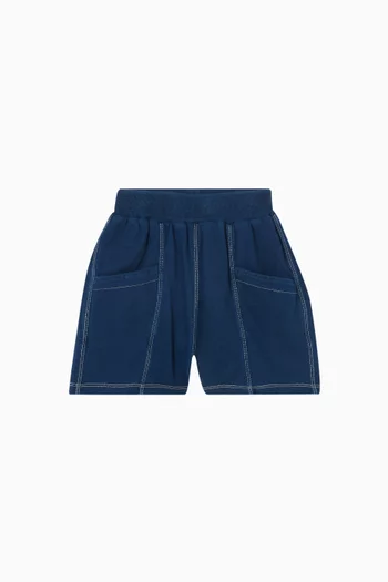 Topstitched Shorts in Cotton-denim