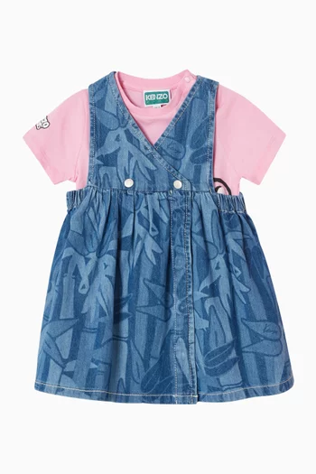 Botanical-print Dress in Denim