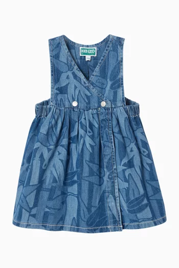 Botanical-print Dress in Denim