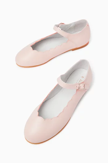 Scallop Mary Sandals in Leather