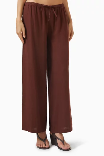 Soft Drawstring Pants in Linen-blend