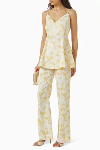 Relaxed Printed Pants in Wool-blend