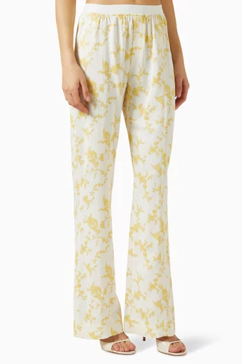 Relaxed Printed Pants in Wool-blend