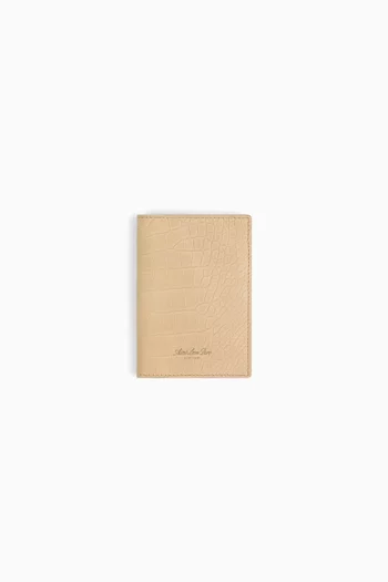 Croc-Embossed Nubuck Passport Holder