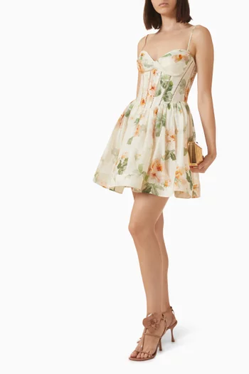 Carousel Corset Mini Dress in Silk-linen