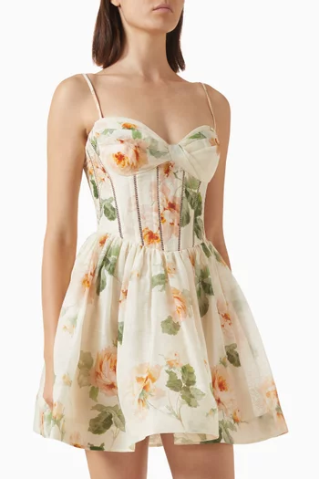 Carousel Corset Mini Dress in Silk-linen