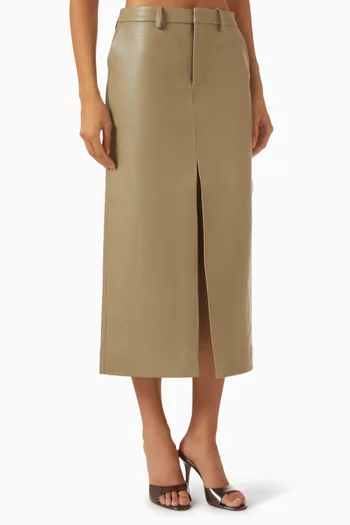 Maybelle Slit Pencil Skirt in Faux Leather
