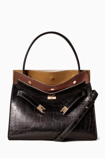 Small Lee Radziwill Double Bag in Croc-embossed Leather