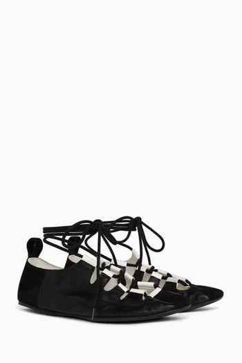 Fold Laced Flats in Lamb Leather