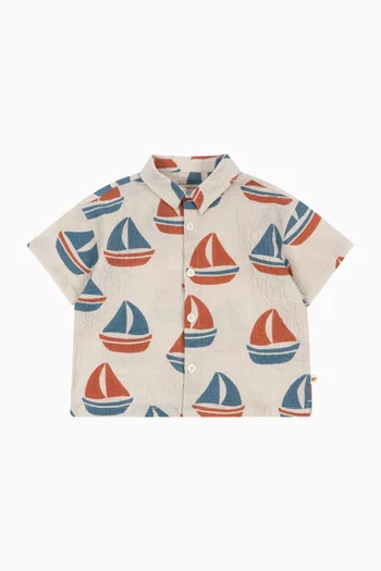 Elliot Short Sleeve Shirt in Seersucker Cotton