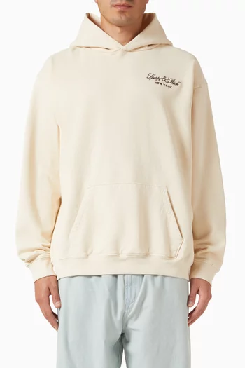 Vendome Script Embroidered Hoodie in Cotton