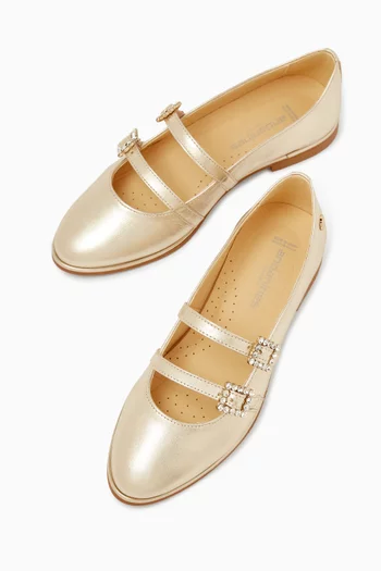 Rhinestone Ballerina Flats in Leather