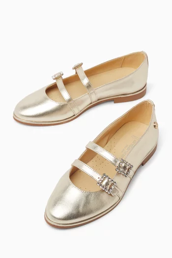 Rhinestone Ballerina Flats in Leather