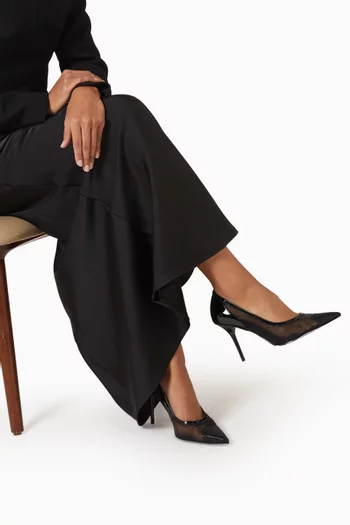 Heart-on-Toe 95 Pumps in Mesh & Faux Leather
