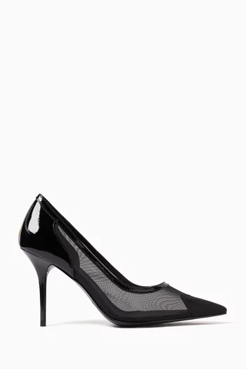 Heart-on-Toe 95 Pumps in Mesh & Faux Leather